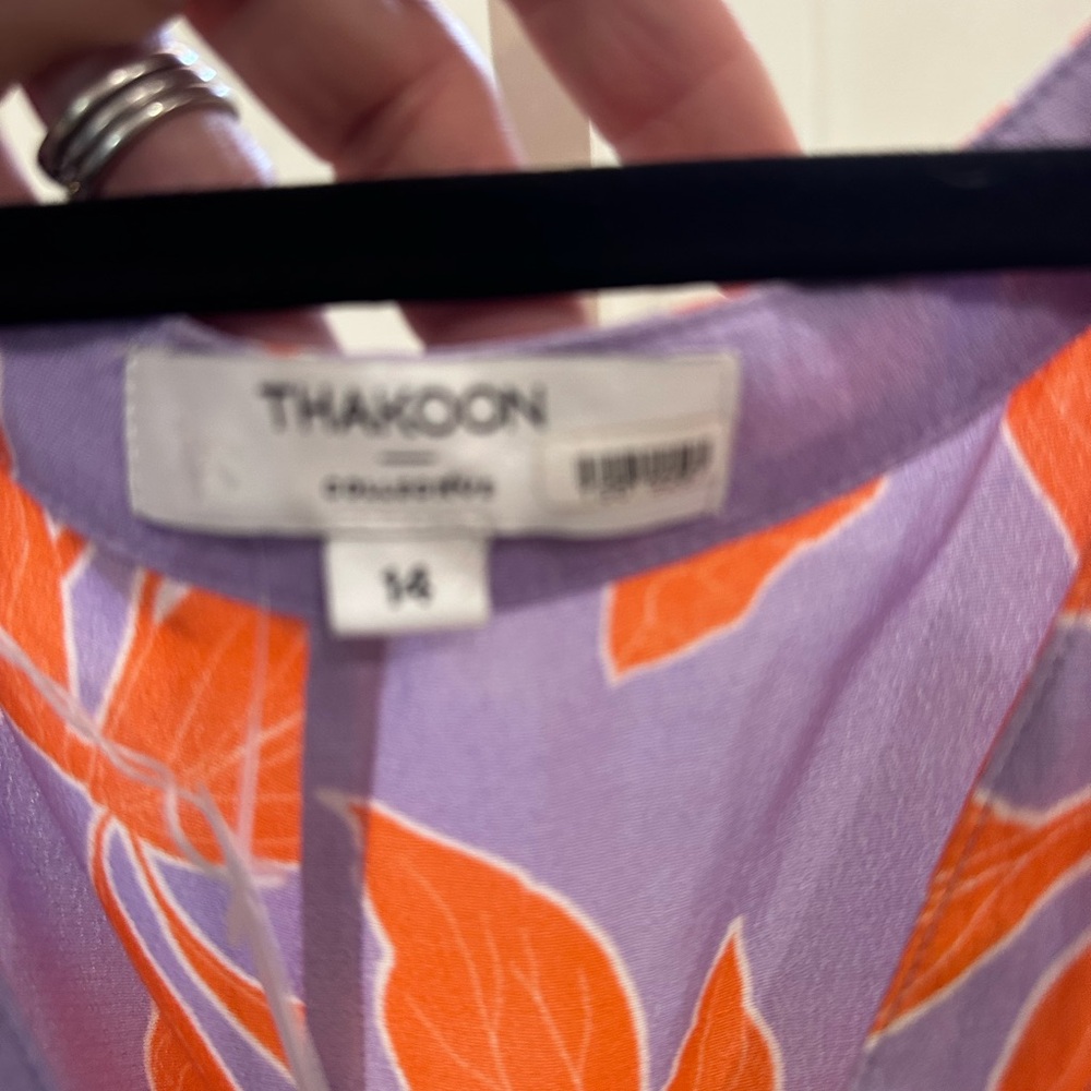 Thakoon Lavender and Orange Floral Midi Dress - Picture 5 of 7